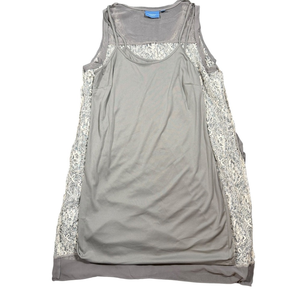 Simply Vera Vera Wang Lace Shift Dress Womens L Grey Floral Sleeveless Pockets - Picture 9 of 9